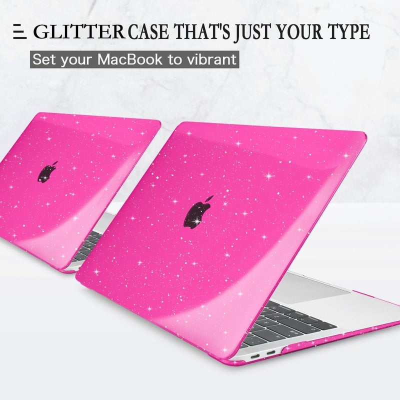 CISSOOK Rose Pink Glitter Case for MacBook Air 13 Inch 2021 2020 2018 Release Model A2337 M1 A2179 A1932, Sparkly Hot Pink Hard Shell Case with Keyboard Cover for MacBook Air13 2020-2021 with Touch ID - Image 3